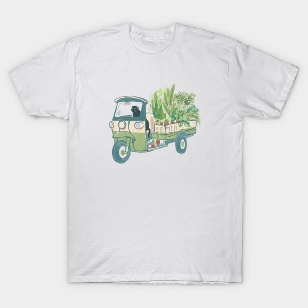 TukTuk Car Plant Cat deliver T-Shirt by Chewbarber